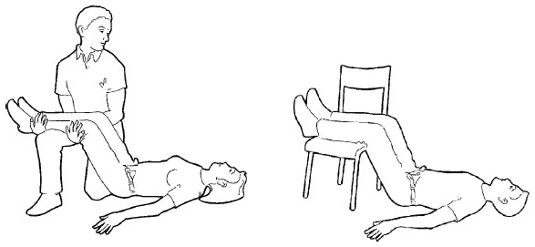 Plaie à l'abdomen - soulever les jambes